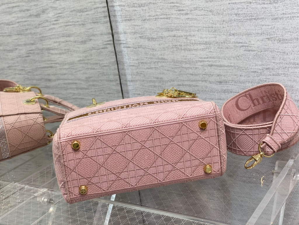 Dior M0565 Medium Lady D-Lite Bag wood Cannage Pink - Default Title - View 7