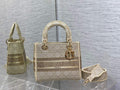 Dior M0565 Medium Lady D-Lite Bag wood Cannage Dark Beige - Default Title - View 1