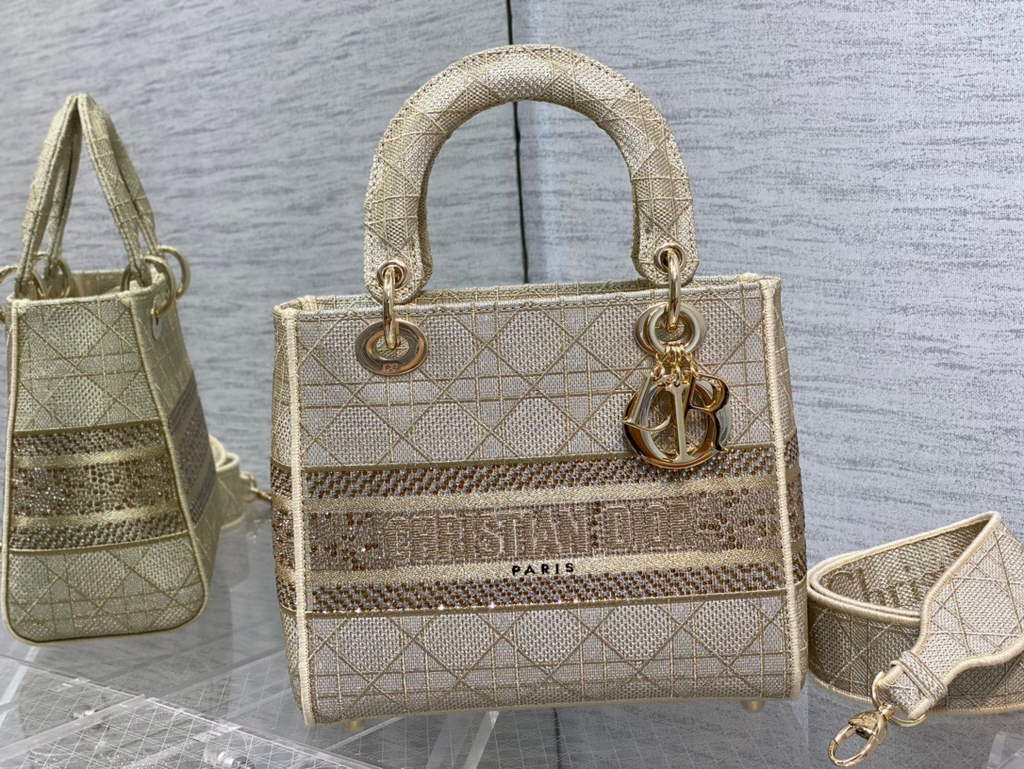 Dior M0565 Medium Lady D-Lite Bag wood Cannage Dark Beige - Default Title - View 2