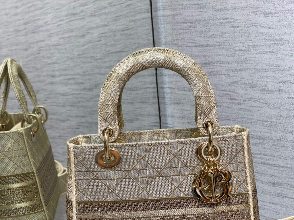 Dior M0565 Medium Lady D-Lite Bag wood Cannage Dark Beige - Default Title - View 3