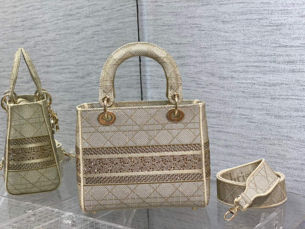 Dior M0565 Medium Lady D-Lite Bag wood Cannage Dark Beige - Default Title - View 6