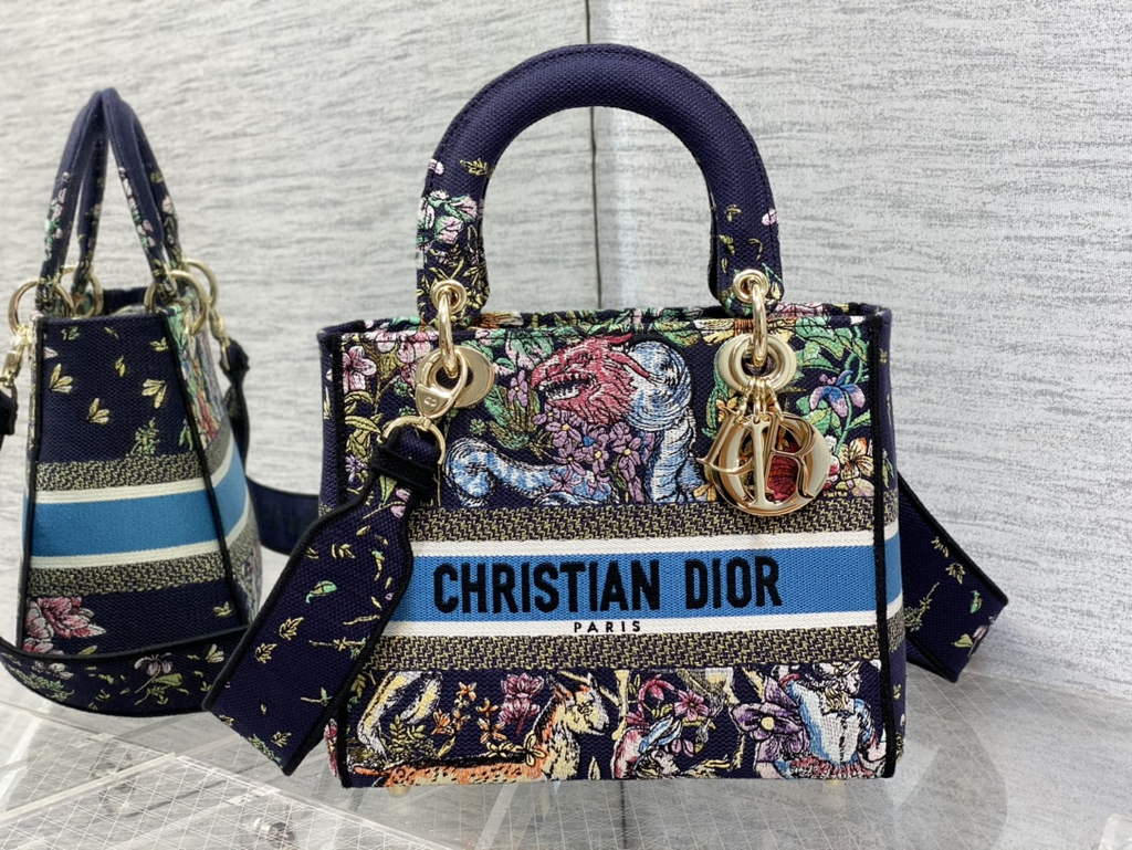 Dior M0565 Medium Lady D-Lite Bag Black Zodiac Embroidery - Default Title - View 2