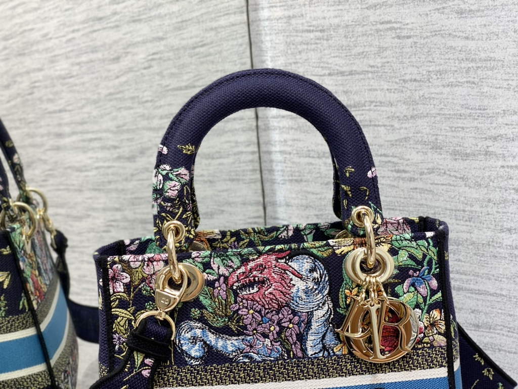 Dior M0565 Medium Lady D-Lite Bag Black Zodiac Embroidery - Default Title - View 3