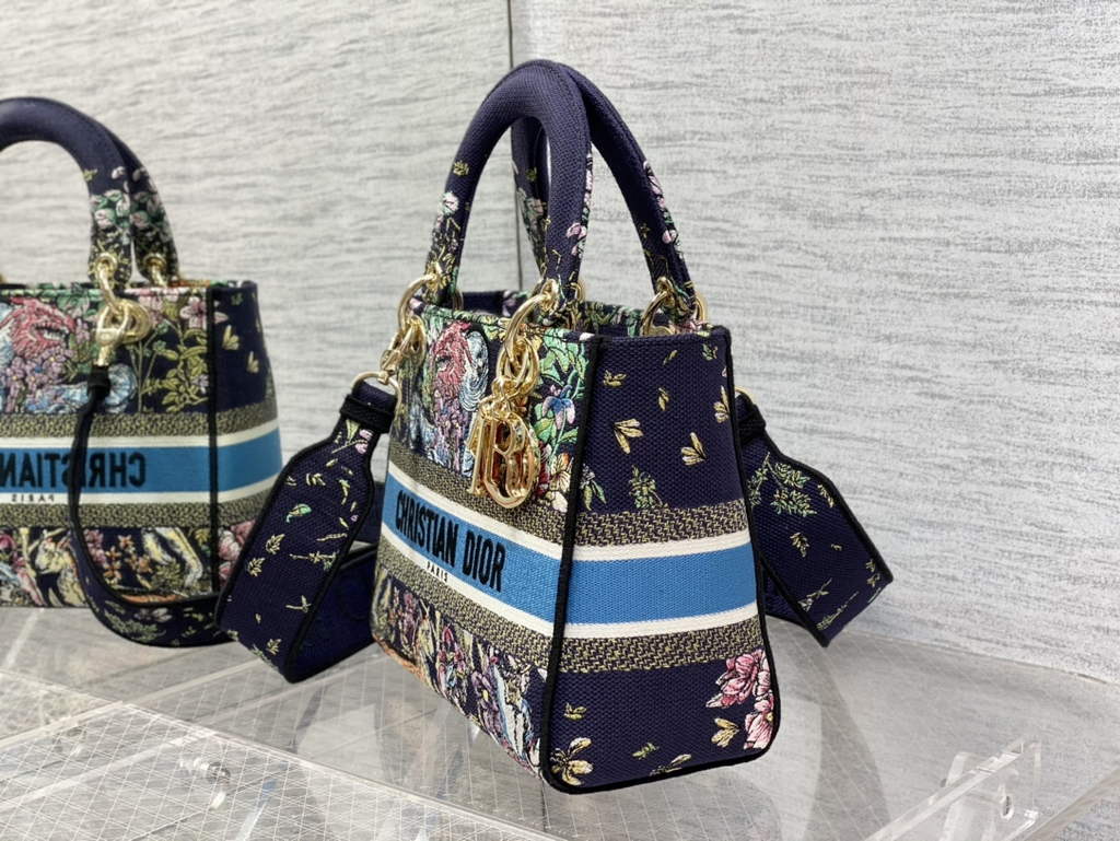 Dior M0565 Medium Lady D-Lite Bag Black Zodiac Embroidery - Default Title - View 6