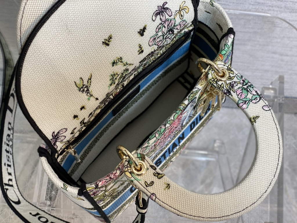 Dior M0565 Medium Lady D-Lite Bag White Zodiac Embroidery - Default Title - View 8