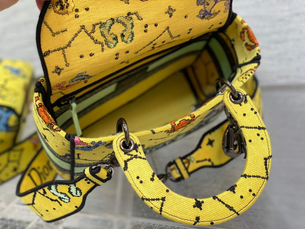 Dior M0565 Medium Lady D-Lite Bag Zodiac Embroidery Yellow - Default Title - View 8