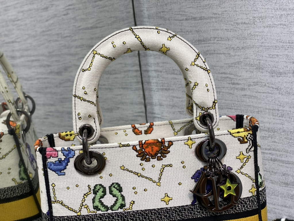 Dior M0565 Medium Lady D-Lite Bag Zodiac Embroidery White - Default Title - View 4