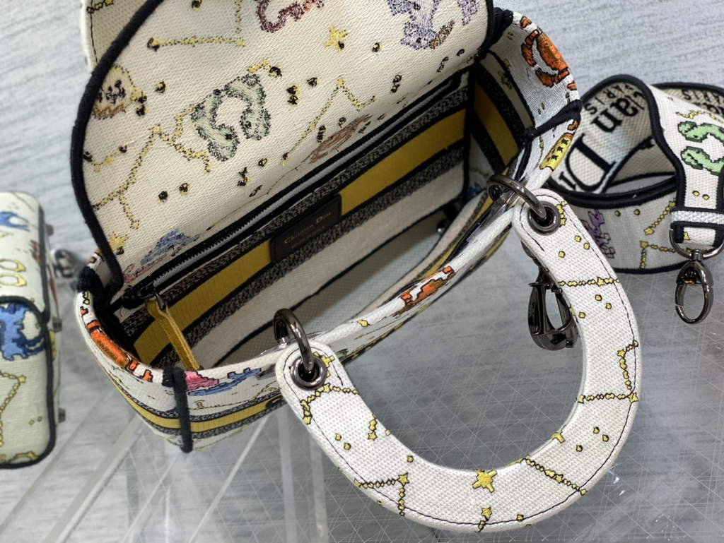 Dior M0565 Medium Lady D-Lite Bag Zodiac Embroidery White - Default Title - View 8