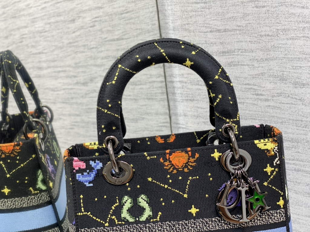Dior M0565 Medium Lady D-Lite Bag Zodiac Embroidery Black - Default Title - View 5