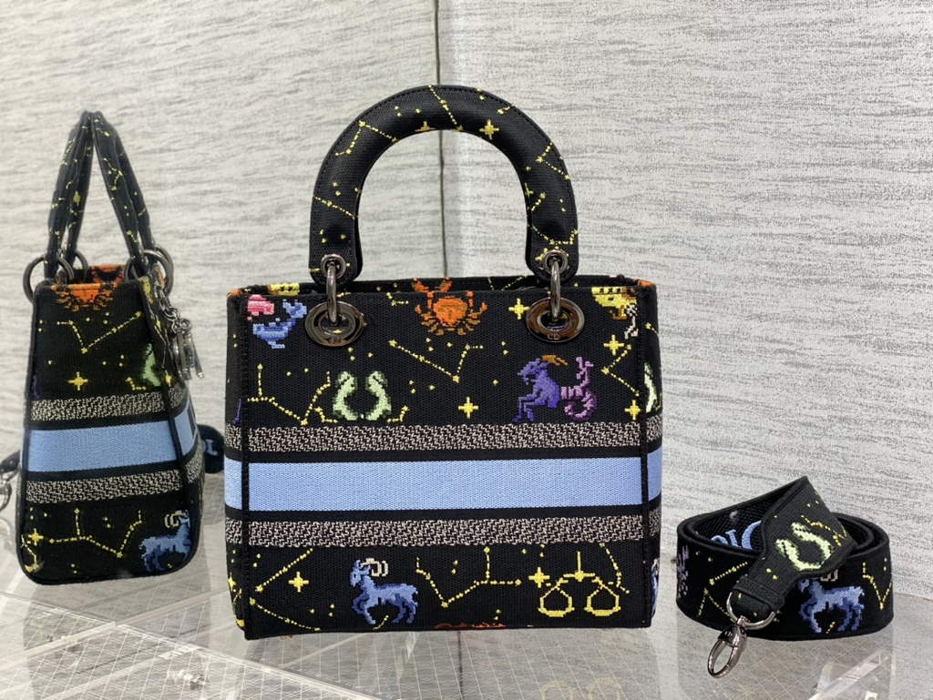 Dior M0565 Medium Lady D-Lite Bag Zodiac Embroidery Black - Default Title - View 3