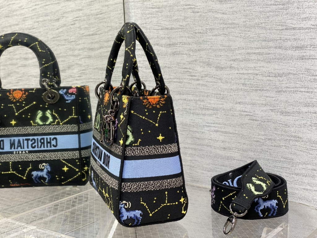 Dior M0565 Medium Lady D-Lite Bag Zodiac Embroidery Black - Default Title - View 2
