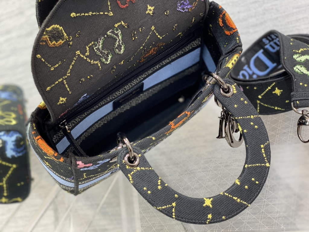 Dior M0565 Medium Lady D-Lite Bag Zodiac Embroidery Black - Default Title - View 9