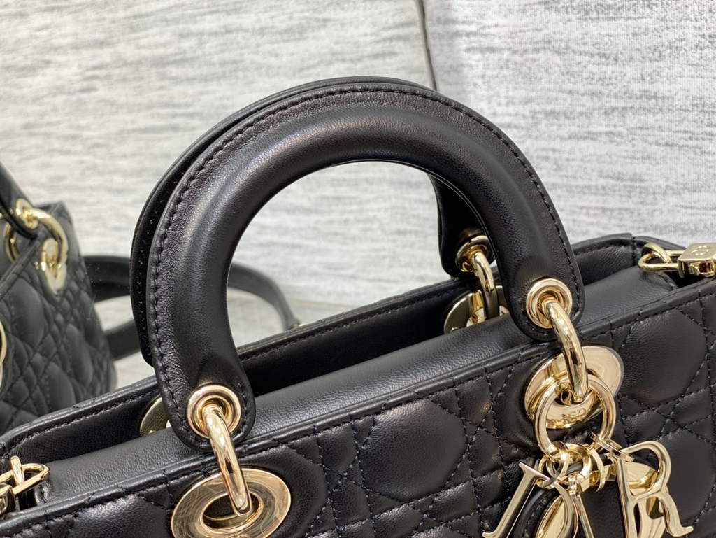 Dior M0613 Small Lady D-Joy Bag Black Cannage Lambskin