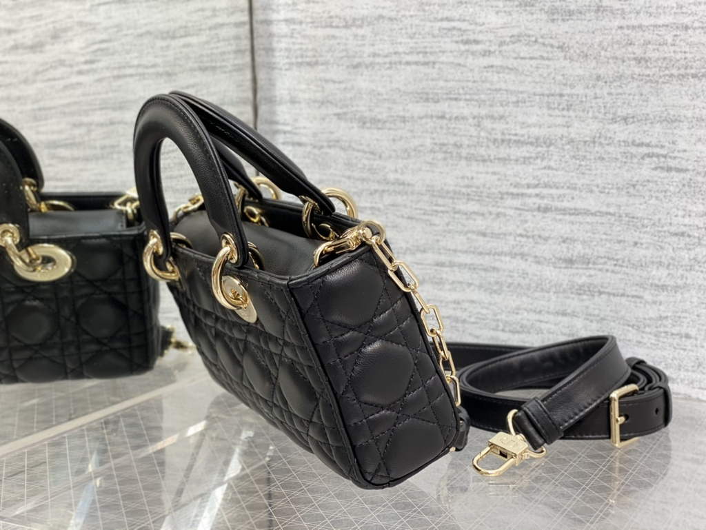 Dior M0613 Small Lady D-Joy Bag Black Cannage Lambskin