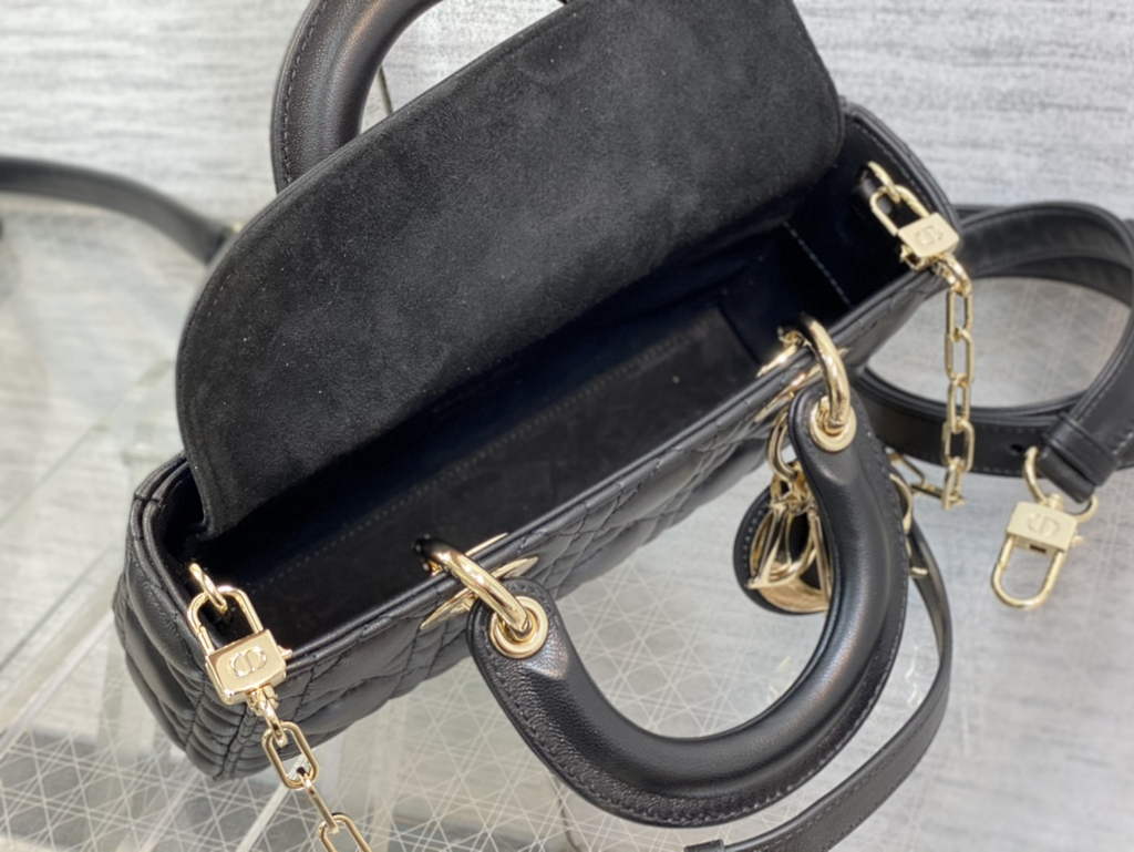 Dior M0613 Small Lady D-Joy Bag Black Cannage Lambskin