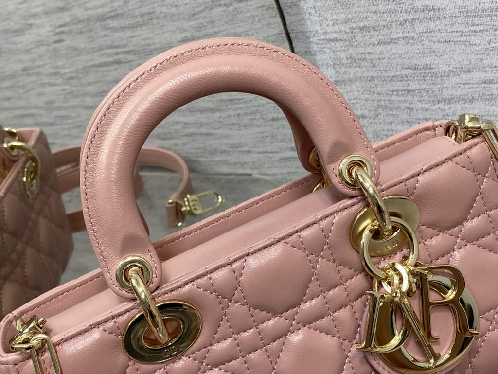 Dior M0613 Small Lady D-Joy Bag Pink Cannage Lambskin - Default Title - View 3