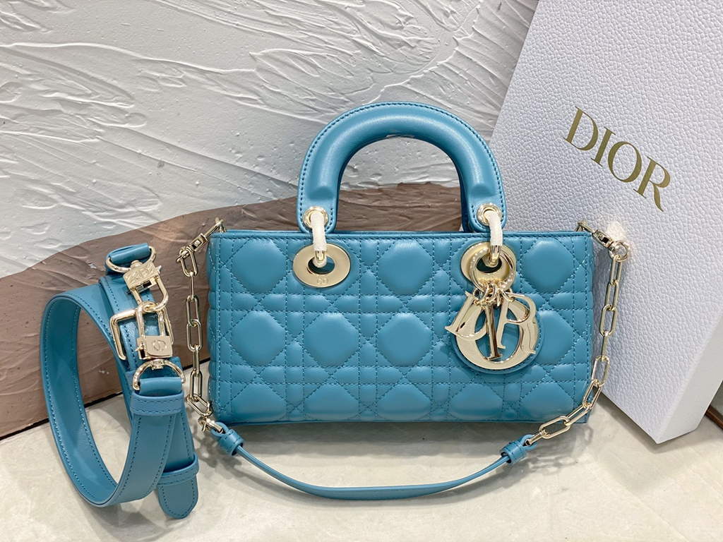 Dior M0613 Small Lady D-Joy Bag Blue Cannage Lambskin - Default Title - View 1