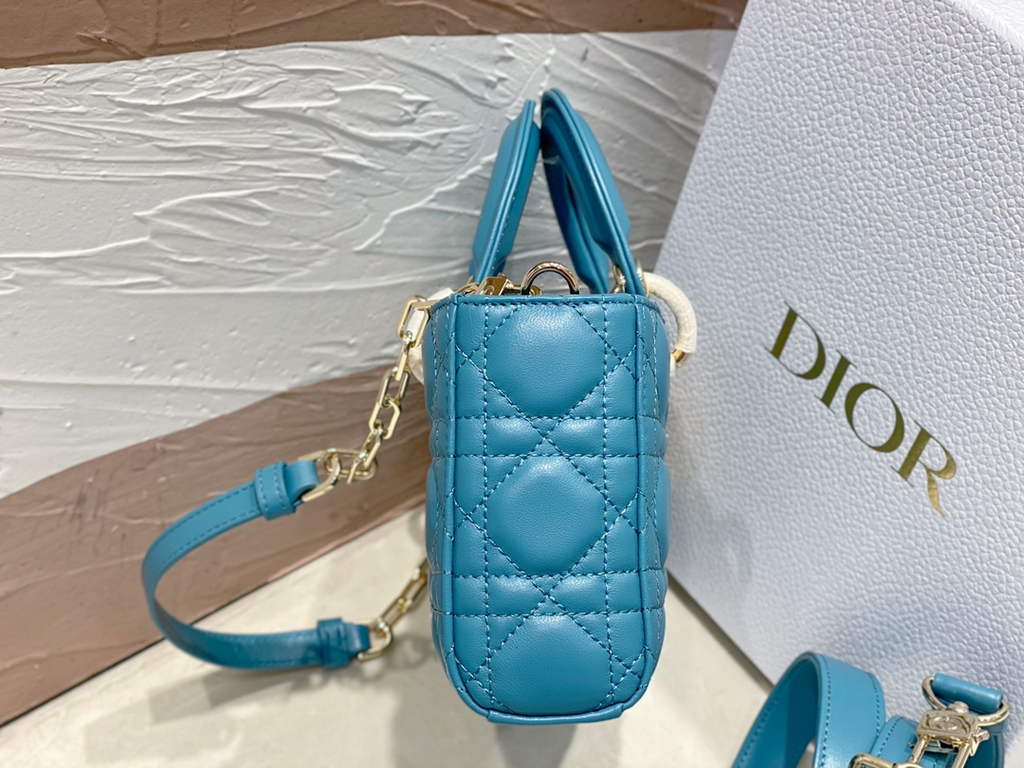 Dior M0613 Small Lady D-Joy Bag Blue Cannage Lambskin - Default Title - View 3