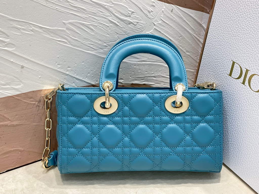 Dior M0613 Small Lady D-Joy Bag Blue Cannage Lambskin - Default Title - View 4