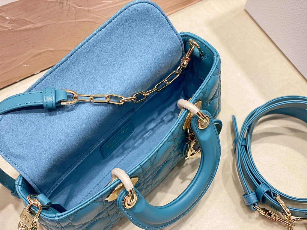 Dior M0613 Small Lady D-Joy Bag Blue Cannage Lambskin - Default Title - View 7
