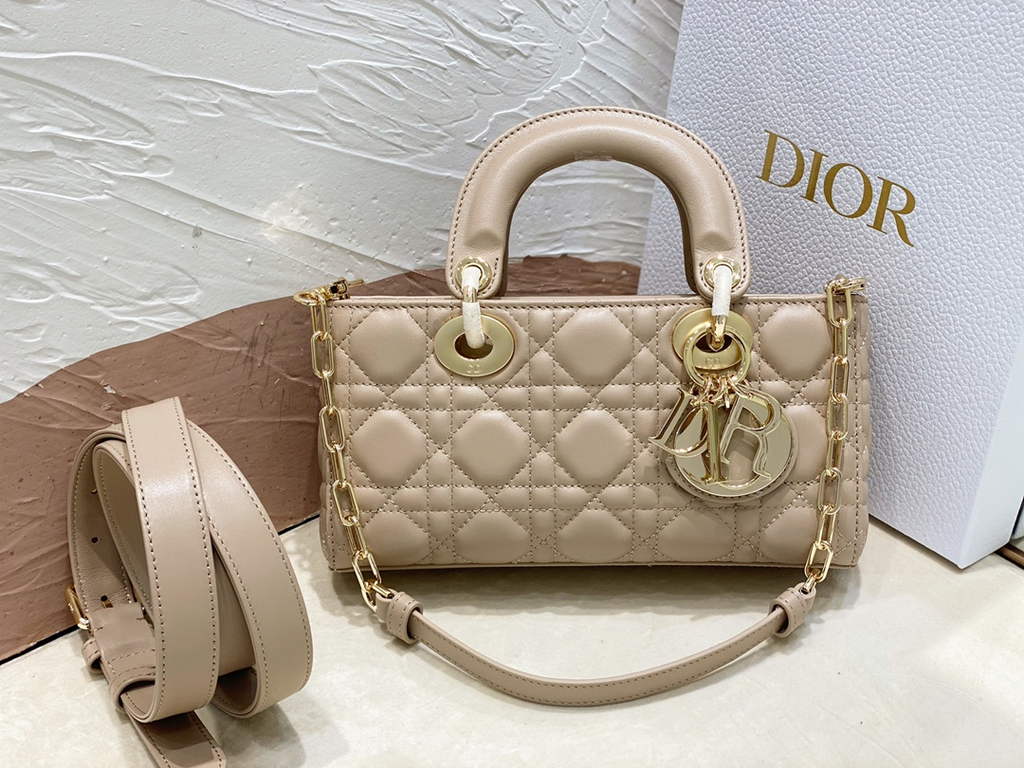 Dior M0613 Small Lady D-Joy Bag Dark Beige Cannage Lambskin - Default Title - View 1
