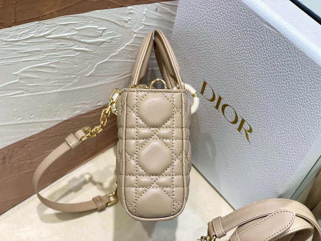 Dior M0613 Small Lady D-Joy Bag Dark Beige Cannage Lambskin - Default Title - View 3
