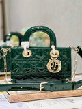 Dior M0613 Small Lady D-Joy Bag Green Patent Cannage Calfskin - Default Title - View 1