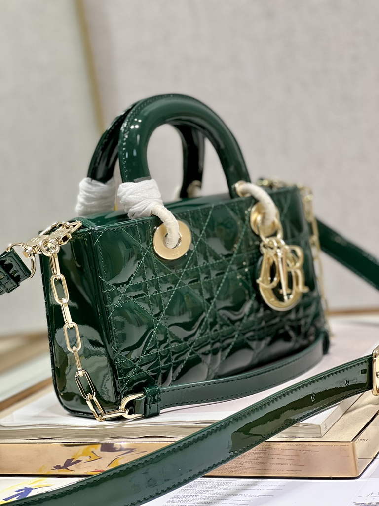 Dior M0613 Small Lady D-Joy Bag Green Patent Cannage Calfskin - Default Title - View 2