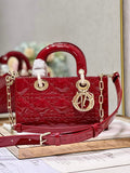 Dior M0613 Small Lady D-Joy Bag Red Patent Cannage Calfskin - Default Title - View 1