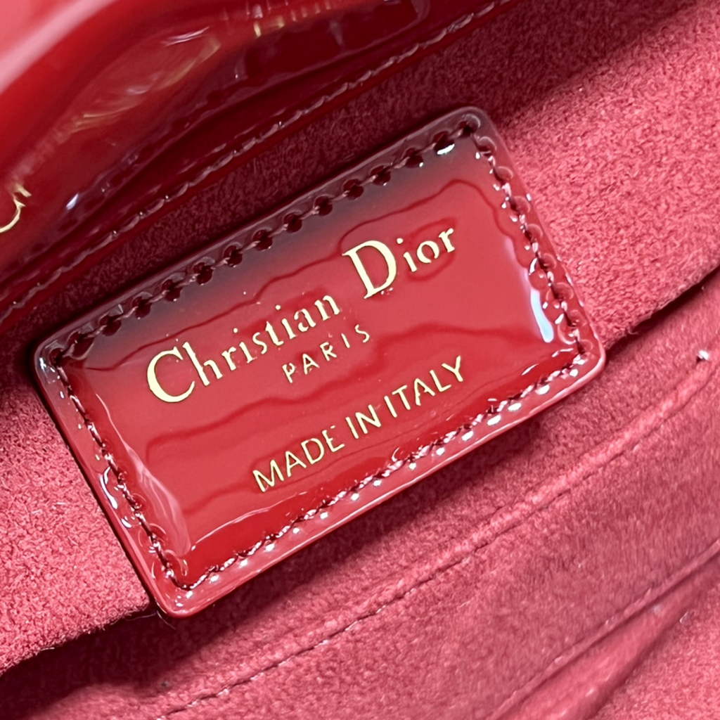 Dior M0613 Small Lady D-Joy Bag Red Patent Cannage Calfskin - Default Title - View 9