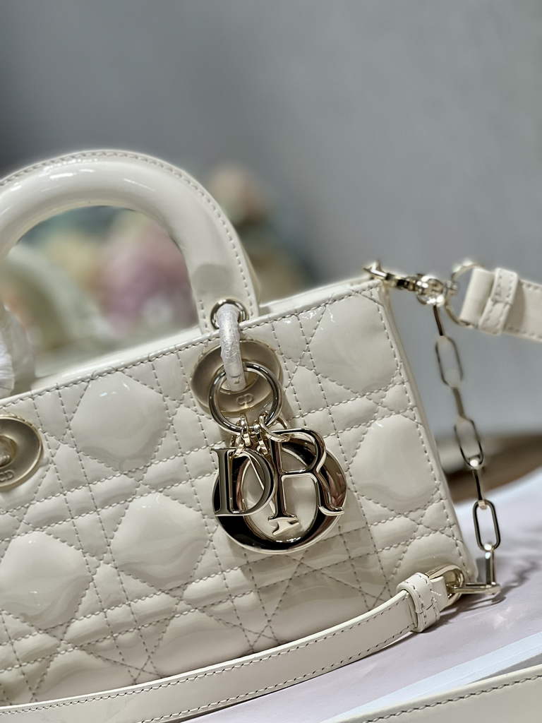 Dior M0613 Small Lady D-Joy Bag Beige Patent Cannage Calfskin - Default Title - View 4