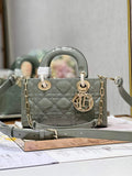 Dior M0613 Small Lady D-Joy Bag Gray Patent Cannage Calfskin - Default Title - View 1