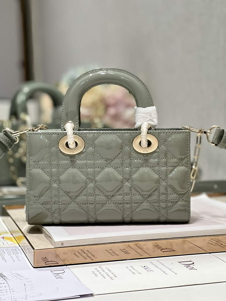 Dior M0613 Small Lady D-Joy Bag Gray Patent Cannage Calfskin - Default Title - View 5