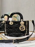 Dior M0613 Small Lady D-Joy Bag Black Patent Cannage Calfskin - Default Title - View 1
