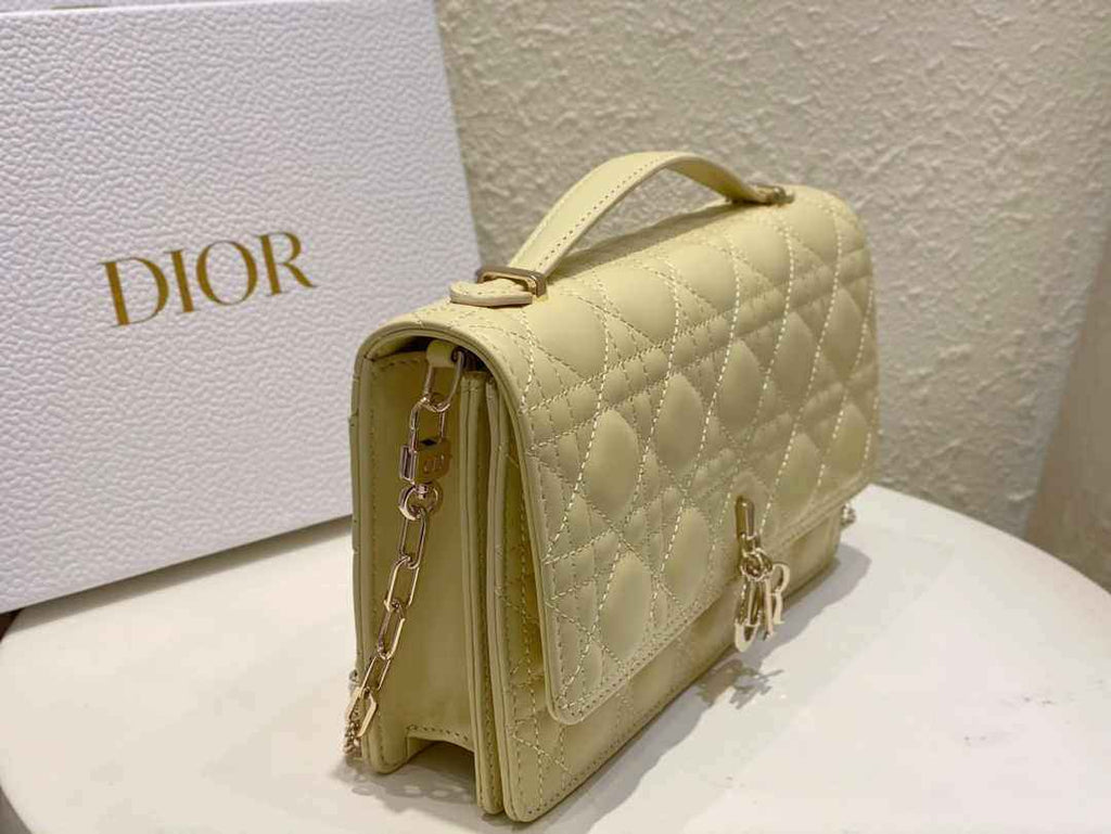 Dior M0997 Miss Dior Top Handle Bag Pastel Yellow Cannage Lambskin - Default Title - View 3