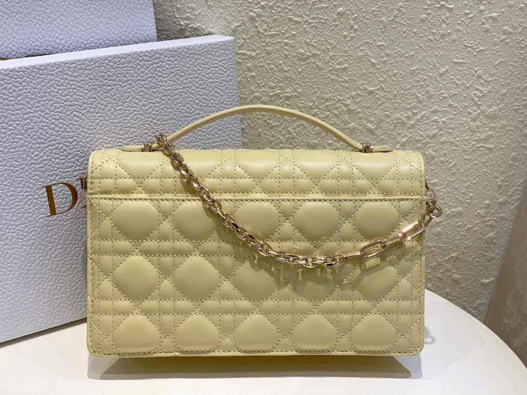 Dior M0997 Miss Dior Top Handle Bag Pastel Yellow Cannage Lambskin - Default Title - View 4