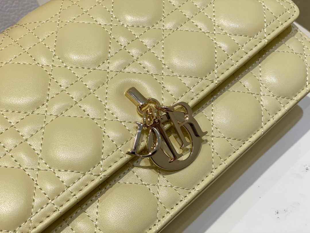 Dior M0997 Miss Dior Top Handle Bag Pastel Yellow Cannage Lambskin - Default Title - View 5