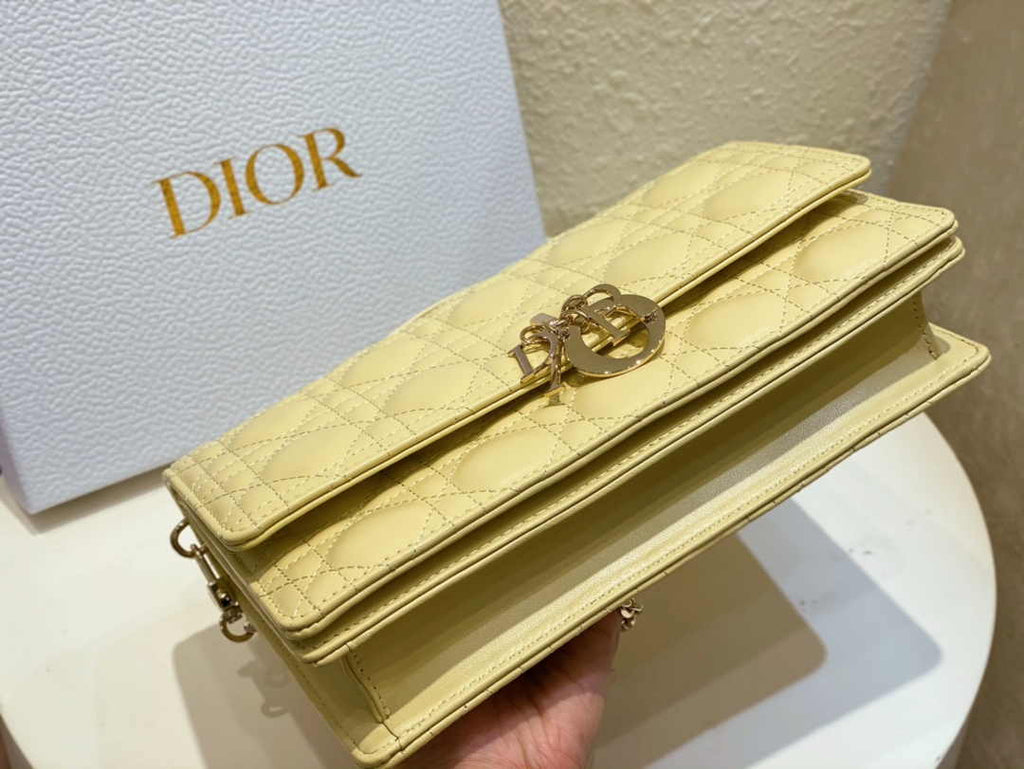 Dior M0997 Miss Dior Top Handle Bag Pastel Yellow Cannage Lambskin - Default Title - View 6