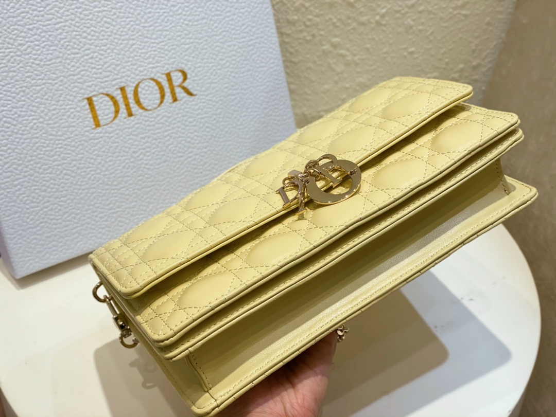 Dior M0997 Miss Dior Top Handle Bag Pastel Yellow Cannage Lambskin - Default Title - View 6