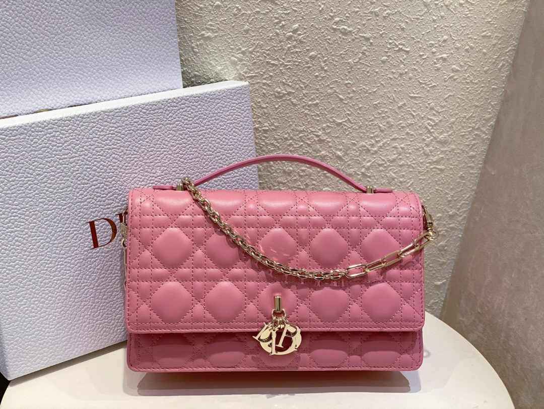 Dior M0997 Miss Dior Top Handle Bag Pink Patent leather - Default Title - View 1