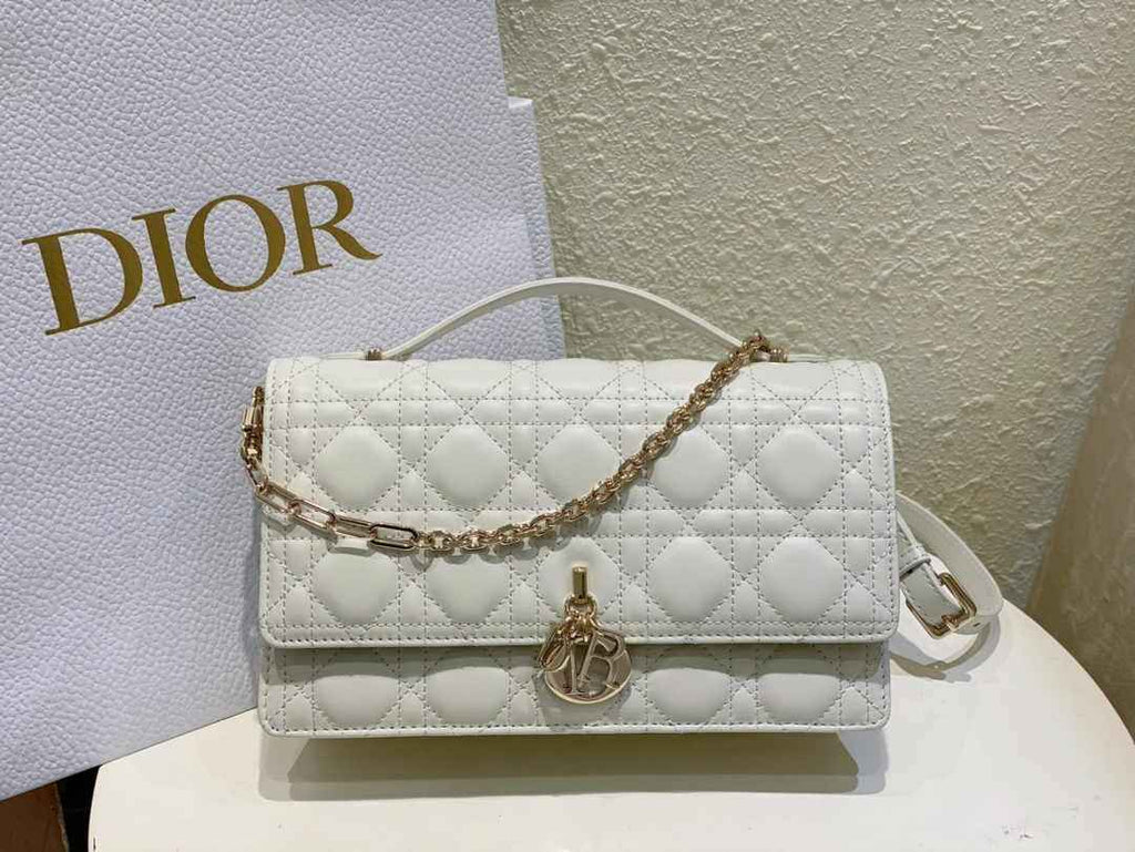 Dior M0997 Miss Dior Top Handle Bag White Cannage Lambskin - Default Title - View 1