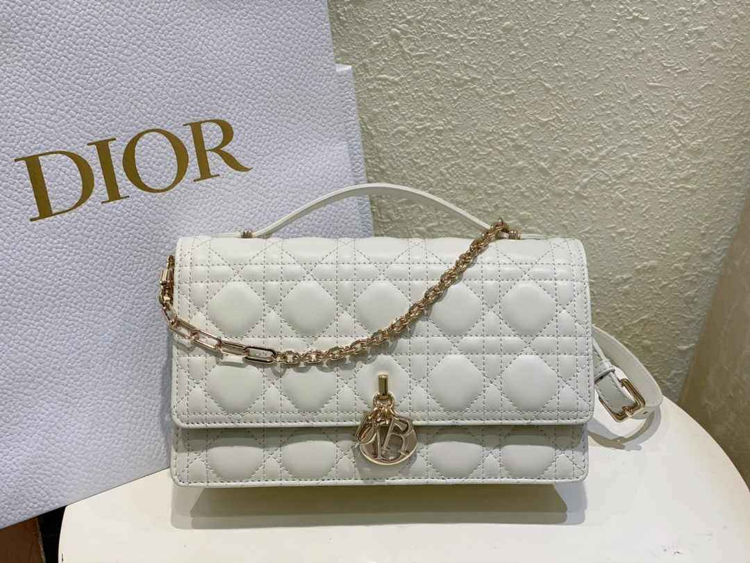 Dior M0997 Miss Dior Top Handle Bag White Cannage Lambskin - Default Title - View 1