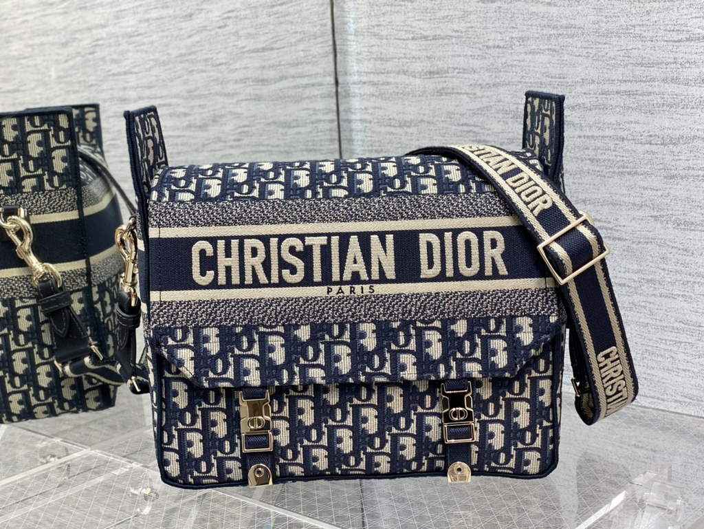 Dior M1240 Medium Diorcamp Bag Blue Oblique Embroidery - Default Title - View 3