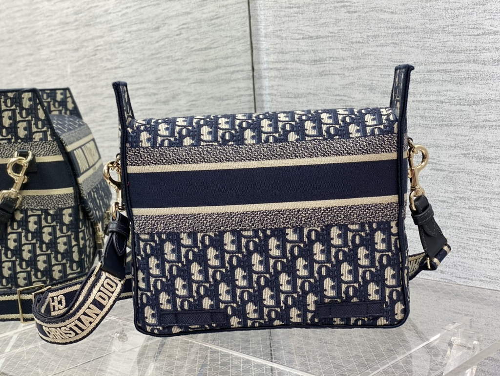 Dior M1240 Medium Diorcamp Bag Blue Oblique Embroidery - Default Title - View 6