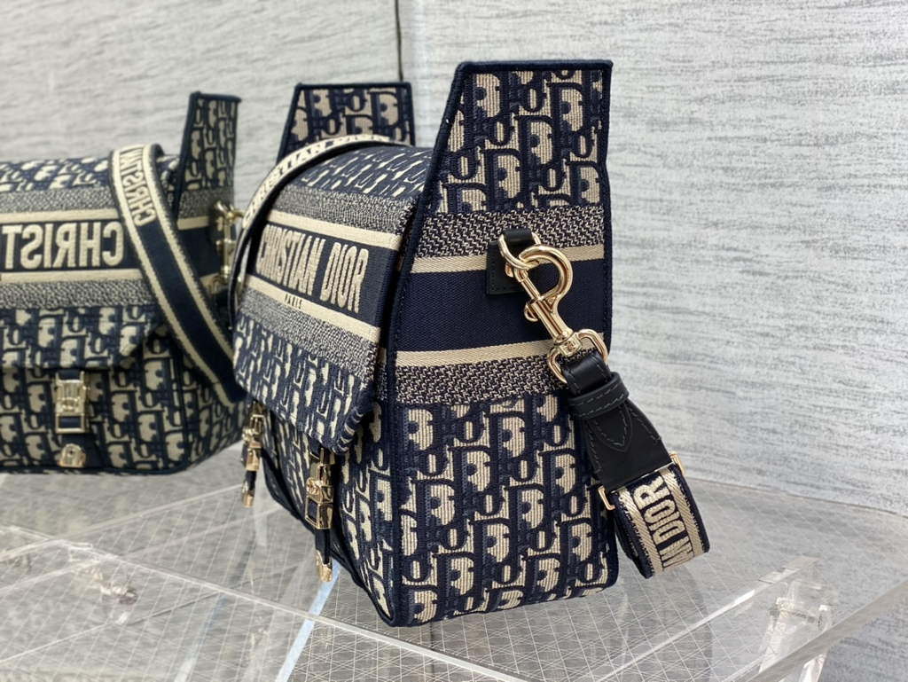 Dior M1240 Medium Diorcamp Bag Blue Oblique Embroidery - Default Title - View 7