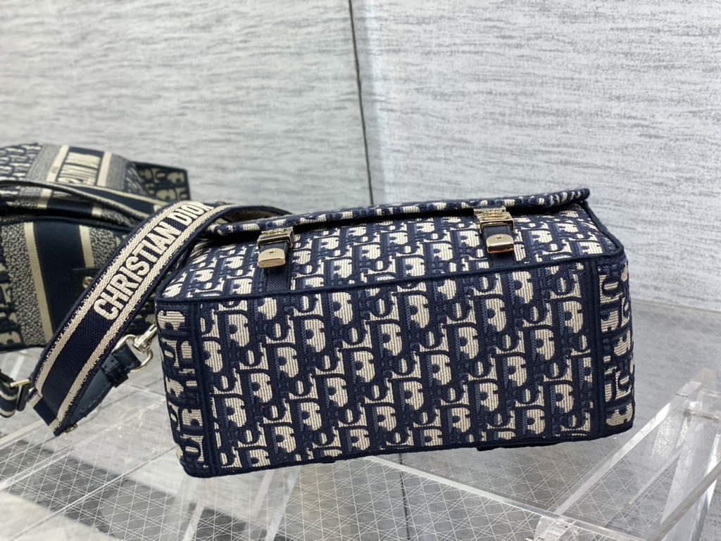 Dior M1240 Medium Diorcamp Bag Blue Oblique Embroidery - Default Title - View 8