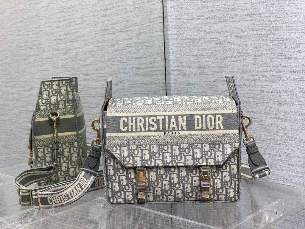 Dior M1240 Medium Diorcamp Bag Gray Oblique Embroidery - Default Title - View 2