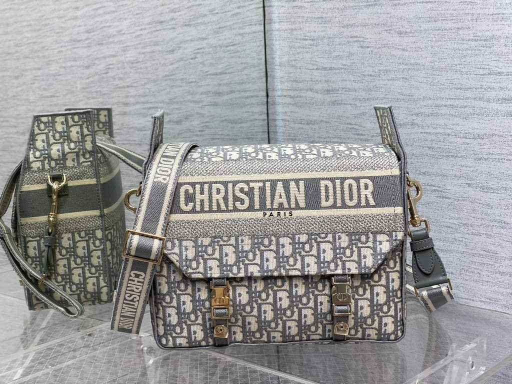 Dior M1240 Medium Diorcamp Bag Gray Oblique Embroidery - Default Title - View 3