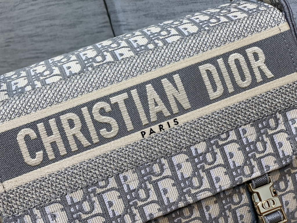 Dior M1240 Medium Diorcamp Bag Gray Oblique Embroidery - Default Title - View 4
