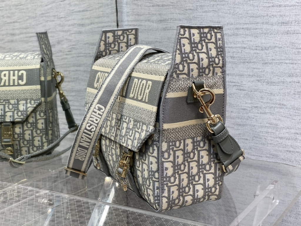 Dior M1240 Medium Diorcamp Bag Gray Oblique Embroidery - Default Title - View 7